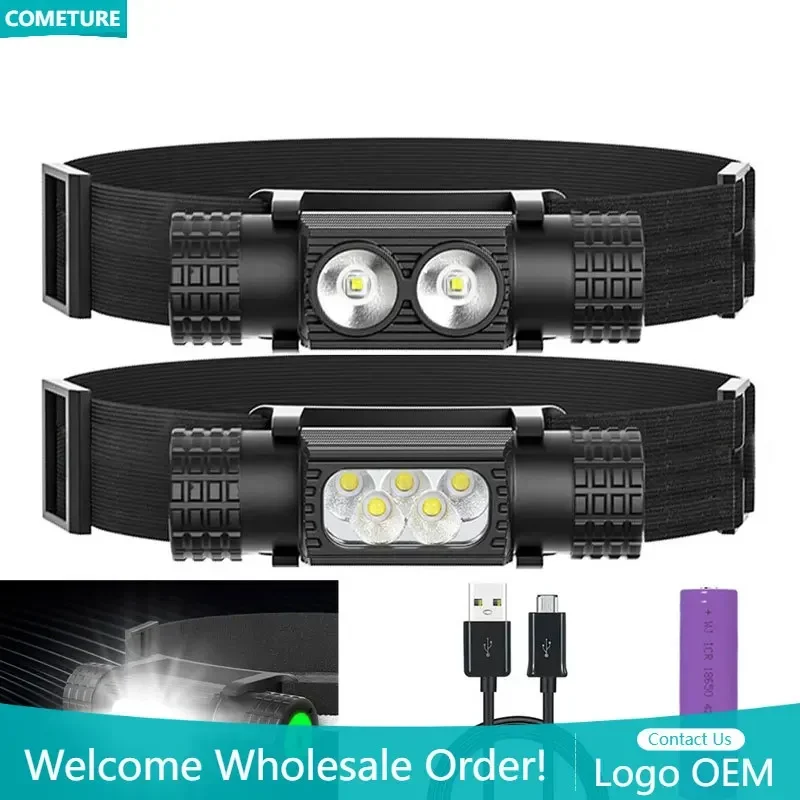 

LED Headlight USB Rechargeable 18650 Battery Flashlight Zoomable Torch Headlight IP66 Waterproof for Camping Fishing Hunting