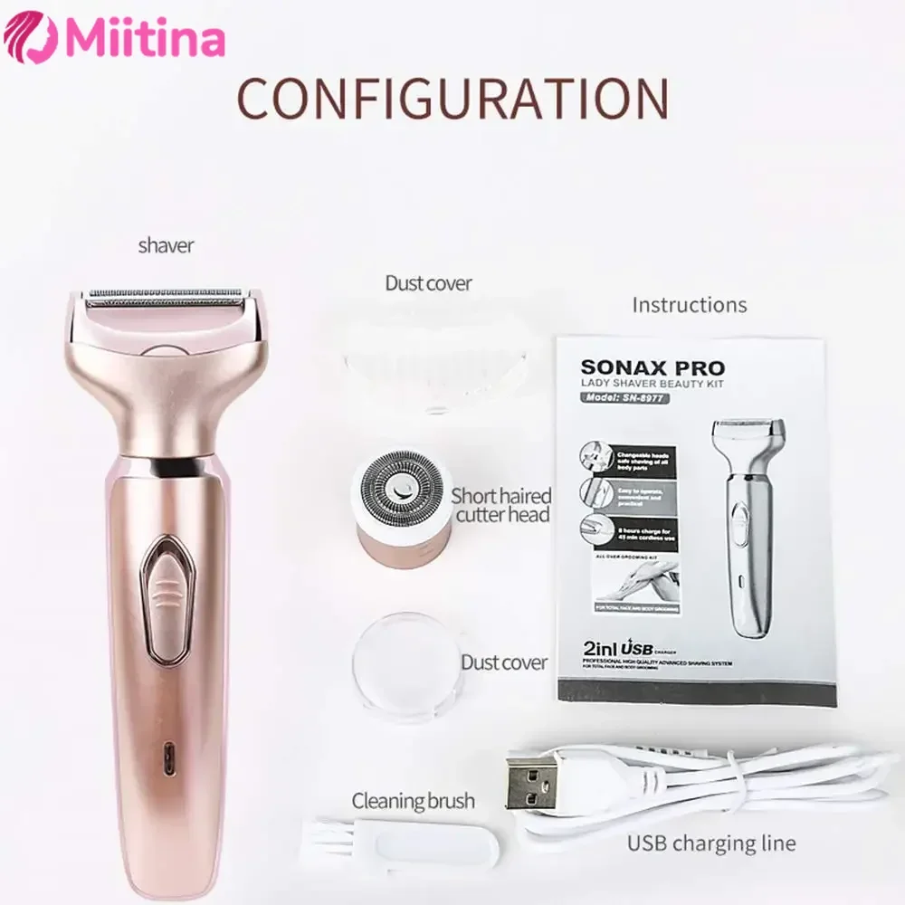 Multi functional women's hair clipper 2-in-1 hair remover, water washing and charging hair removal device, scraper, trimmer