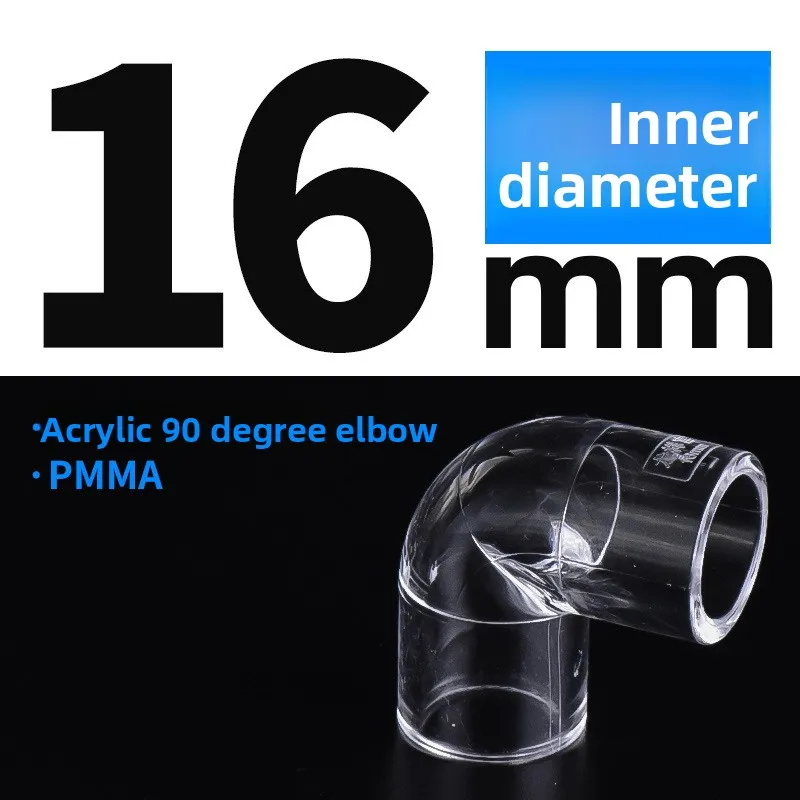 1 PC I.D 16/20/25/32mm Acryl Buisleidingen Transparant 90 Graden Elleboog Eindplug tee Connectors Aquarium Aquarium Tuin Joint