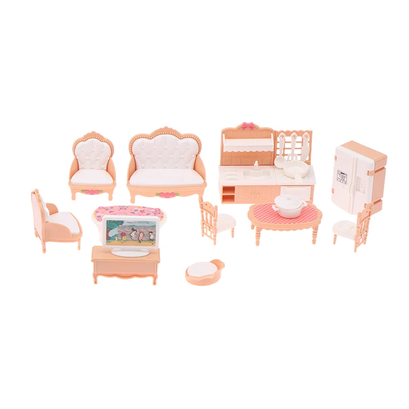 Miniature Dollhouse Bedroom Living Room Kitchen And Bathroom Furniture Set Doll Accessories For Doll House Accessories Gift