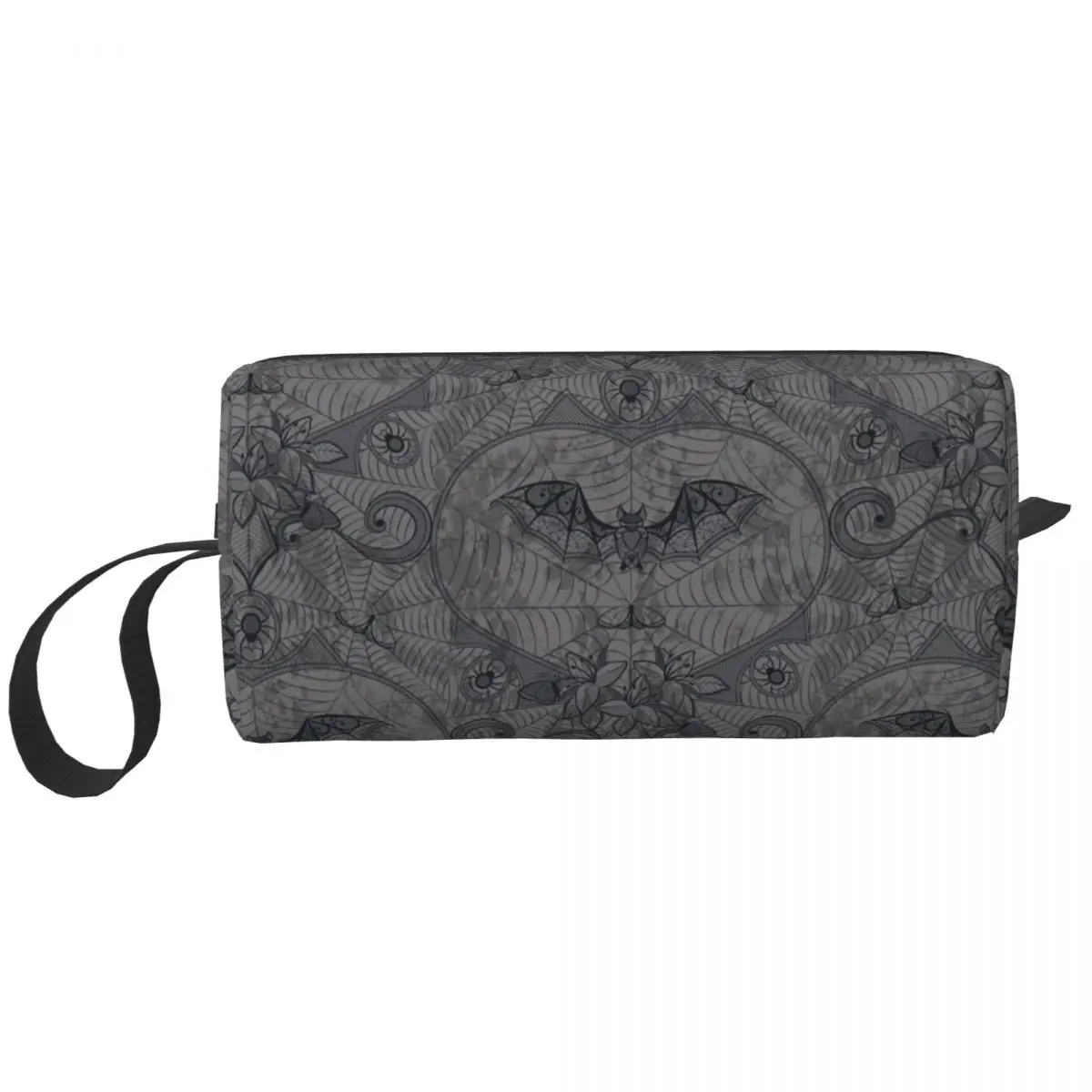 Custom Halloween Witch Bats Cosmetic Bag Women Large Capacity Gothic Halloween Lace Makeup Case Beauty Storage Toiletry Bags