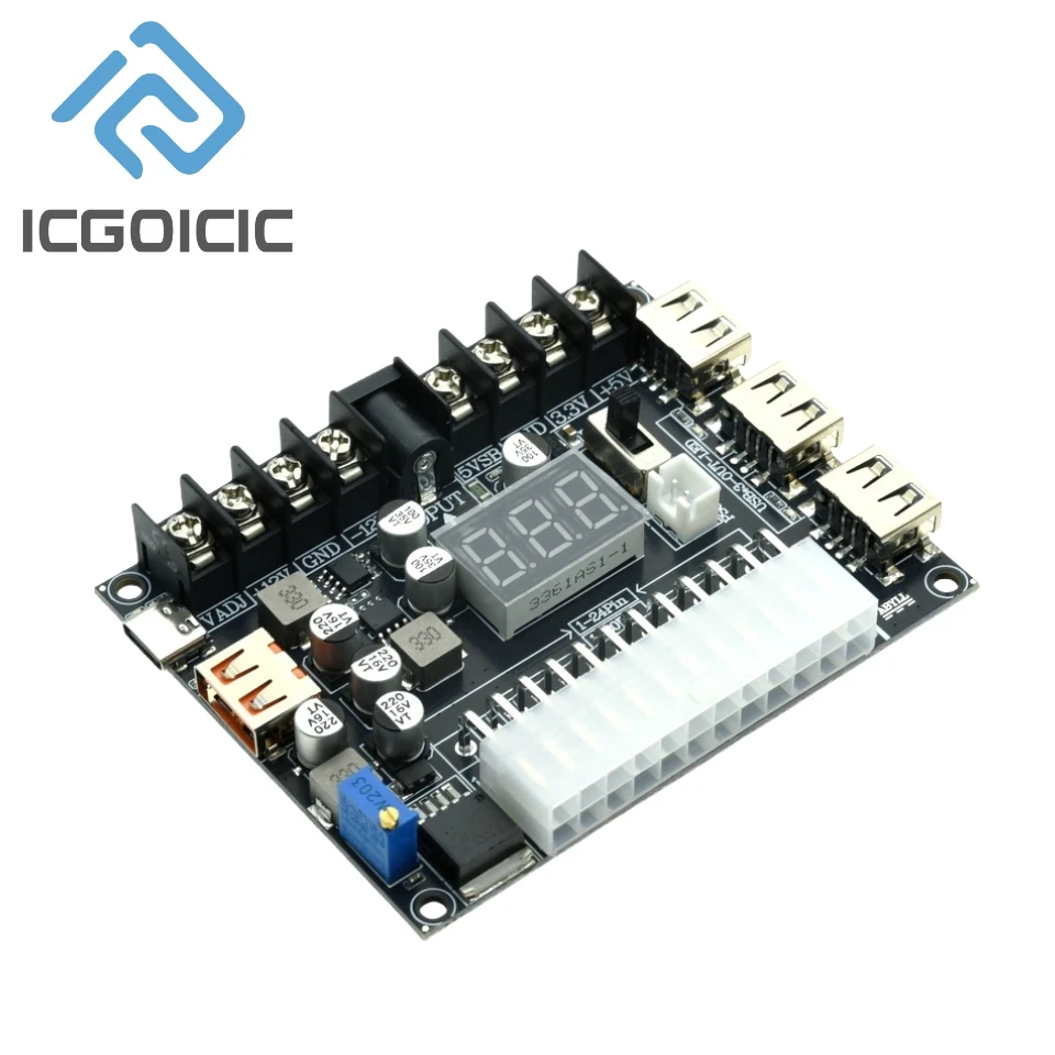 20/24 Pin Atx Power Adapter Board Power Modul Adapter Einstellbare Spannung Mit Rot Digital Display Unterstützung Für Pd2.0/Pd3.0