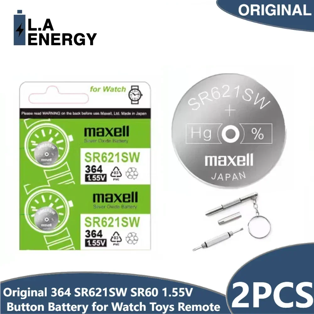 2PCS Original MaxeII 364 SR621SW SR60 1.55V Button Battery for Watch Toys Remote Cell Coin Batteries