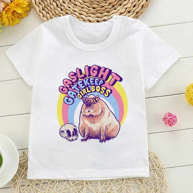 Kawaii Capybara Tshirt Kids Children T-Shirt Cartoons Clothes Kid Girl Boy Cute Capybaras Love T Shirt Baby Casual Top Clothes