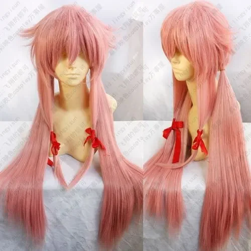 New High Future Diary Mirai Nikki Gasai Yuno Cosplay Wig 100cm Pink c