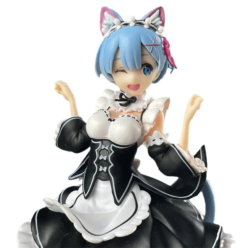 Anime Character Re:Zero Kara Hajimeru Isekai Seikatsu Rem Maid Cat's Ear Car Desktop Ornament Gift Small Figurines & Miniatures