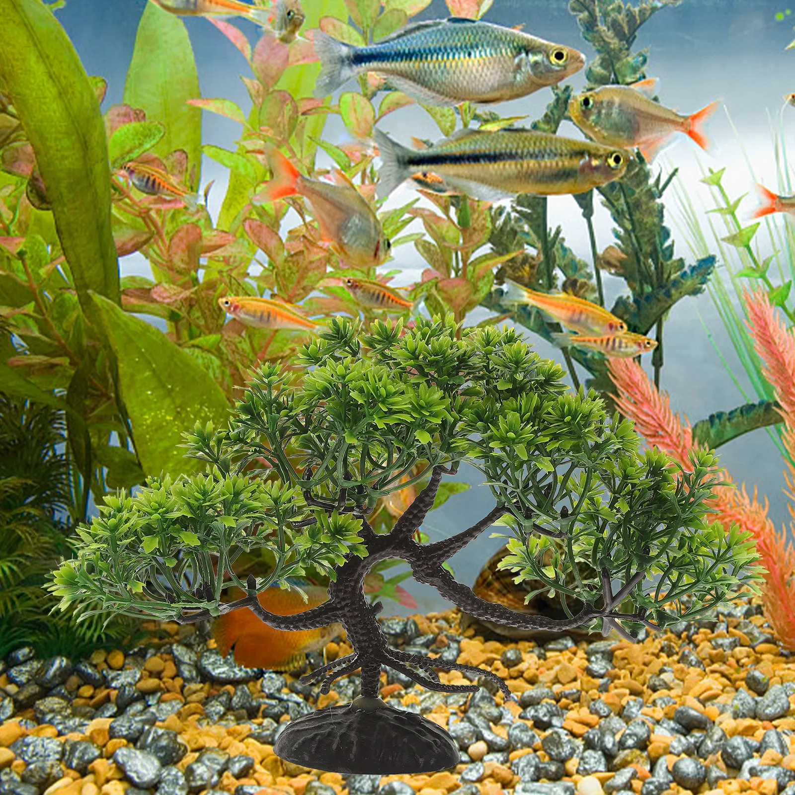 

2pcs Fish Tank Pine Tree Aquarium Decoration Realistic Plastic Plants Safe For Freshwater Saltwater Simulation Aquarium Ornament
