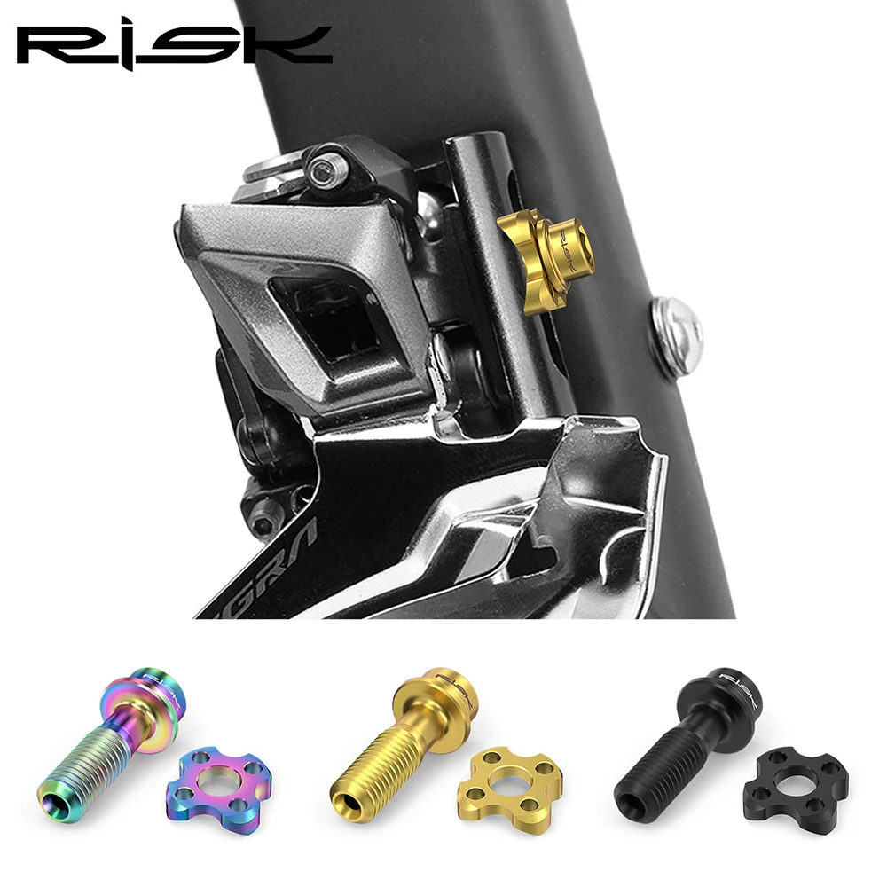 Risk RT112 M5*16 Titanium Alloy Front Derailleur Fixing Plate Bolt & Washer Screw Kit Road Folding Bicycle  Bike Accessories