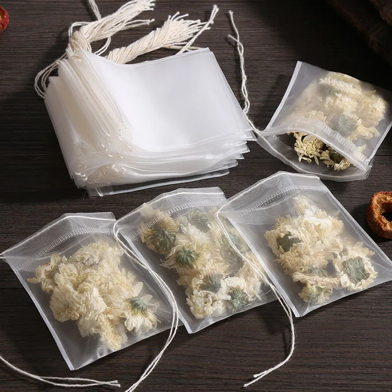 Disposable Tea Bags Tea Filter Bags for Spice Tea Infuser with String Non-woven Fabric Empty Tea Bags Nylon Filter Bags Teabags