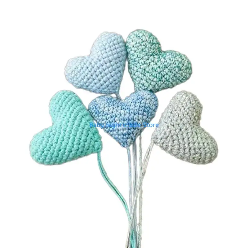 

J2FF Infant Photography Props Photo Posing Crochet Hearts Newborn Photo Accessories