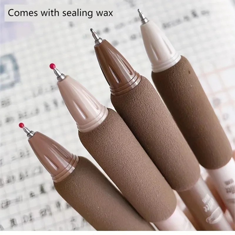 4pcs Cute Kawaii Coffee Soft Bread Gel Pen Set 0.5mm Black Color Ink Ballpoint Pen For Writing Office School Stationery Supplies