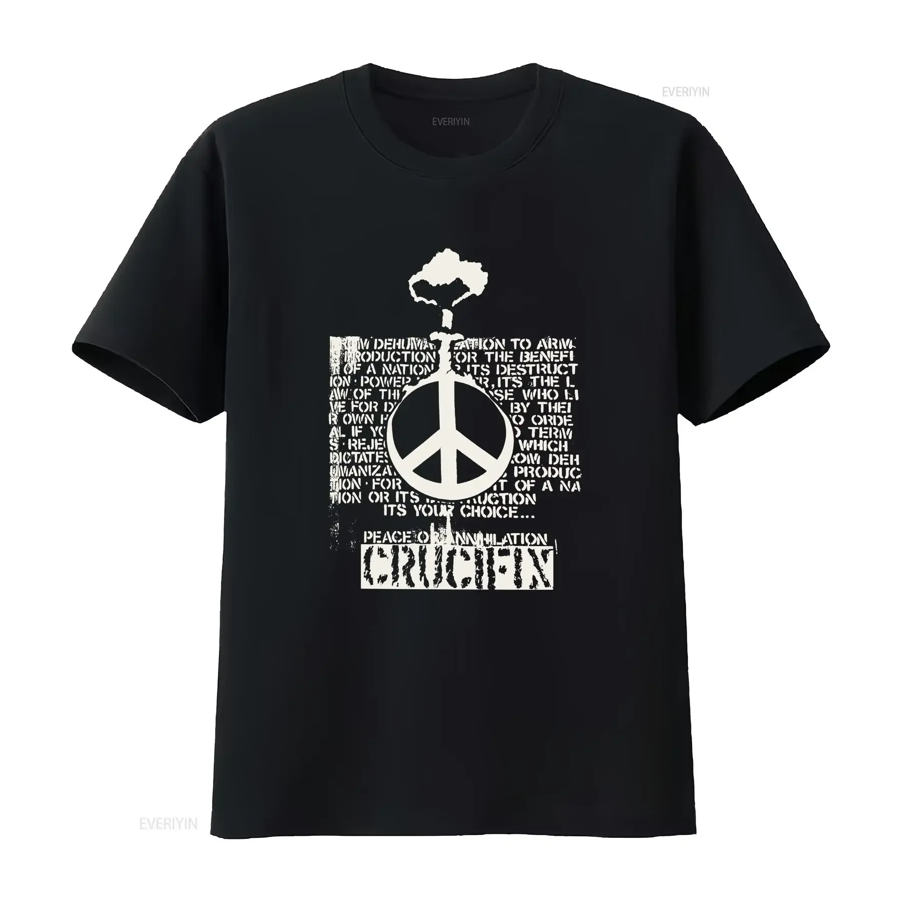 Crucifix T shirt size S M L XL 2XL CRASS Mob47 Flux Gism Disclose Punk Crust HC vintage Washed Casual Versatile Soft fashion