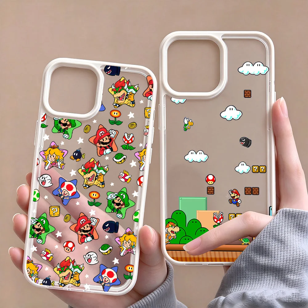 Cartoon M-Marios Advanced Acrylic Clear Phone Case for IPhone 18 17 Air 16 E 15 14 13 12 11 Pro Max Plus Shockproof Simple Cover