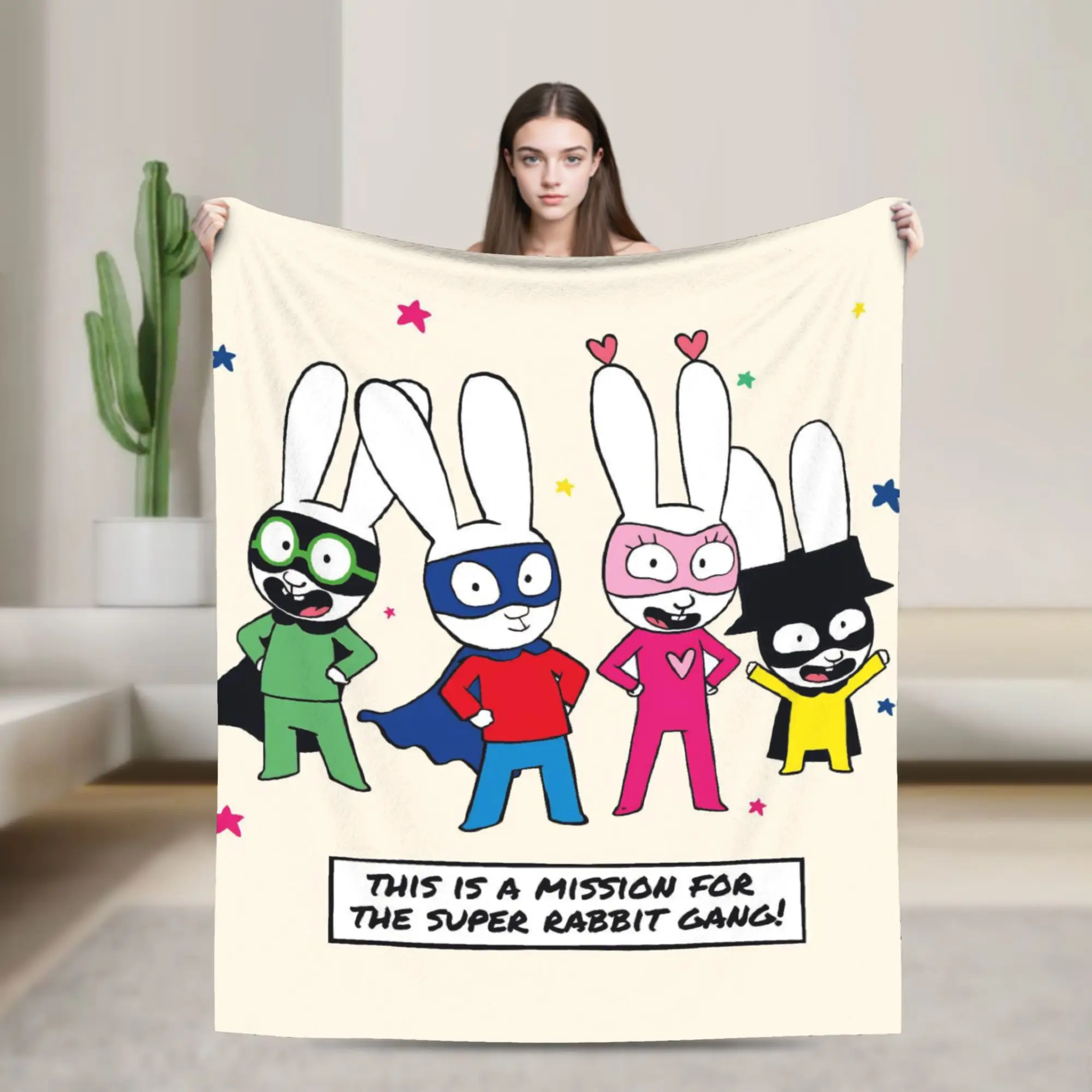 Simon Super Rabbit Printed Blanket For Men Women Super Soft Warm  Throw Blankets for Couch 50x60 Inches Multi-size