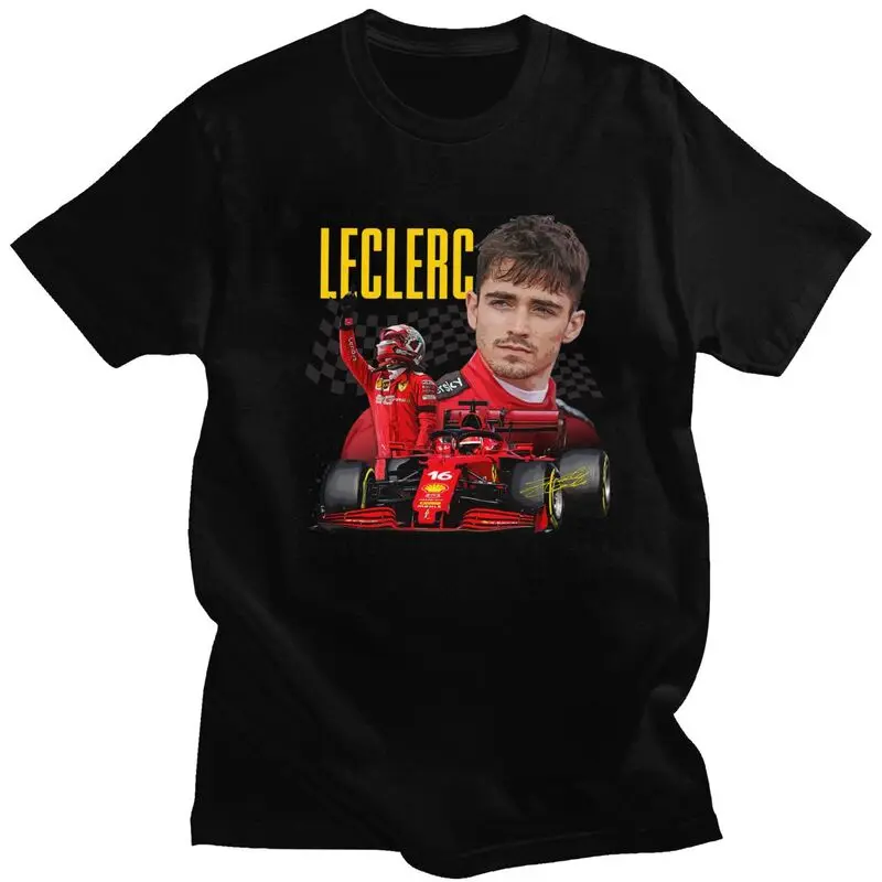 Custom Cool Charles Leclerc 16 Sport Racing Car T Shirt Men Short Sleeve T-shirts Printed Tee Soft Cotton Oversized Tshirts Gift