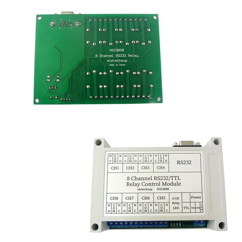 TTL232/2 In 1 RS232 12VDC 8Ch PC UART Relay DB9 Serial Port Switch For PLC Camera Industrial Control System