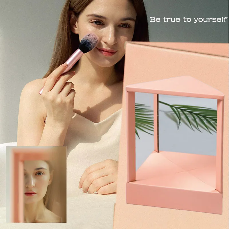 Be Yourself Non-Reversing Reality Mirror Desktop True Makeup Square Mirrors Not Reversed Portable Table Home Dormitory Cosmetics