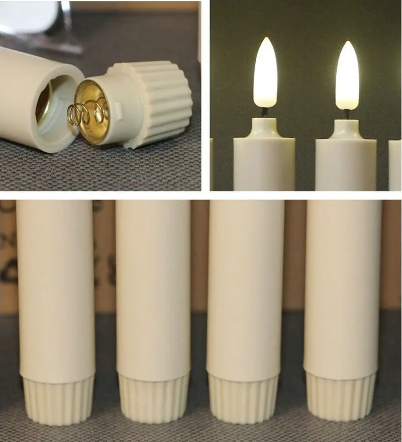 Realistic 3D Wick Window Timer Candles Remote controlled Flameless Flickering LED Taper Candle light Battery powered Table Decor