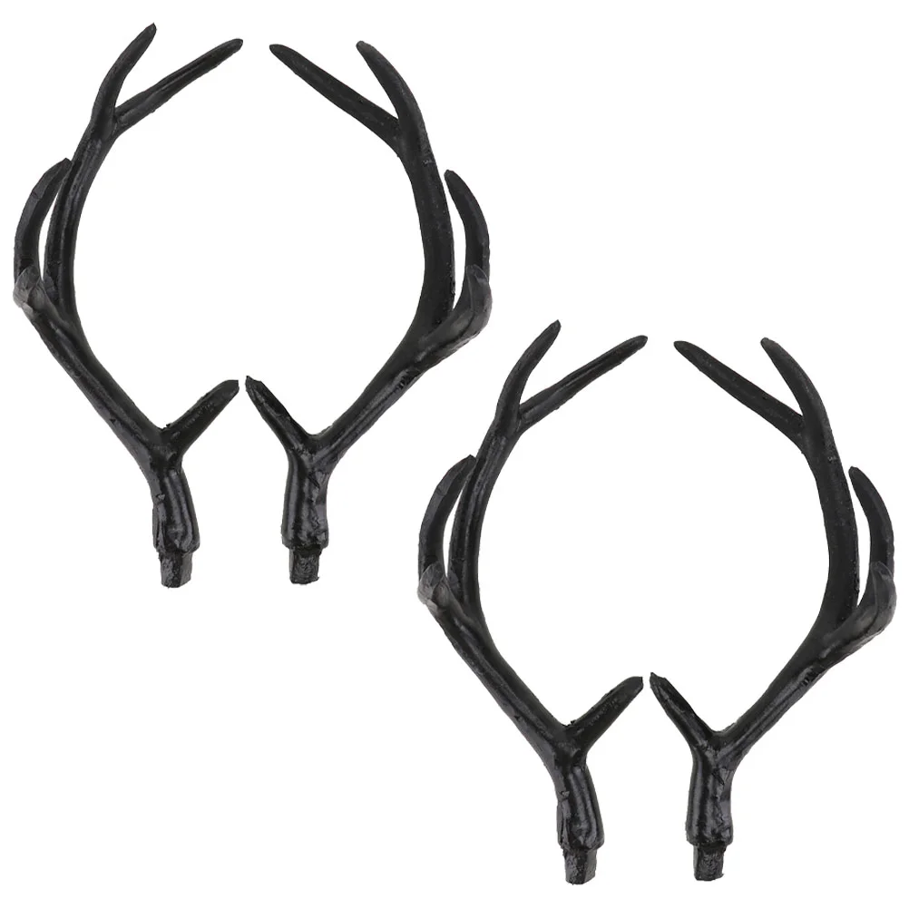 2 คู่ประดิษฐ์ Antlers กวางสําหรับงานฝีมือของเล่นลูกสุนัขฮาโลวีนแถบคาดศีรษะอุปกรณ์เสริมเครื่องประดับแตรพลาสติก Mini