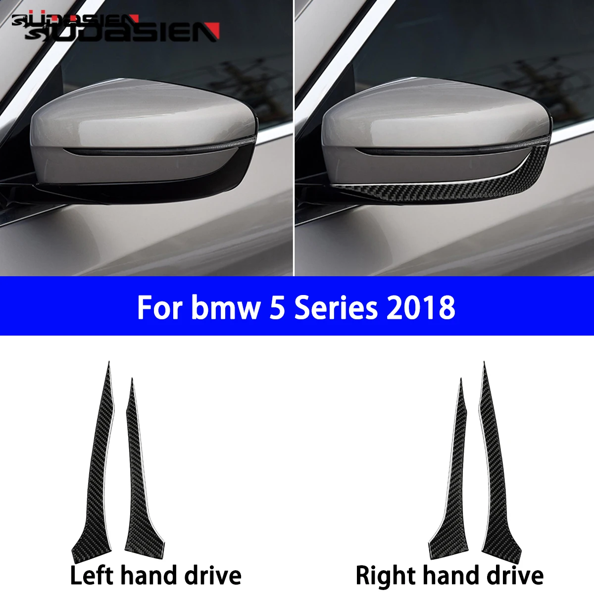 Tira anticolisión para espejo retrovisor de coche, pegatina decorativa, modificación de fibra de carbono, adecuada para BMW serie 5, G38, 2018