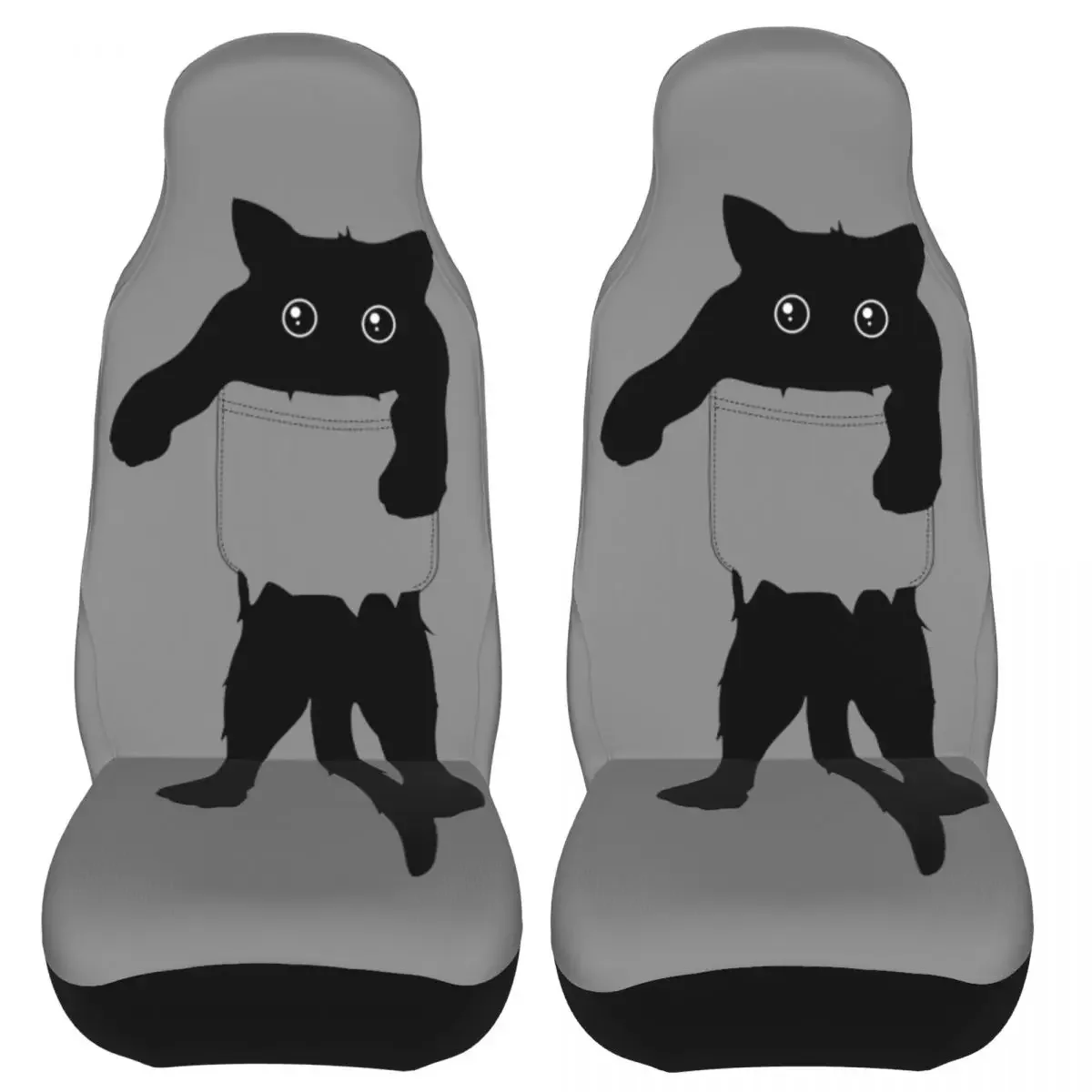 Hang Loose Black Cat Pocket Universal Car Seat Cover Auto Interior For SUV Car Seat Covers Polyester Hunting