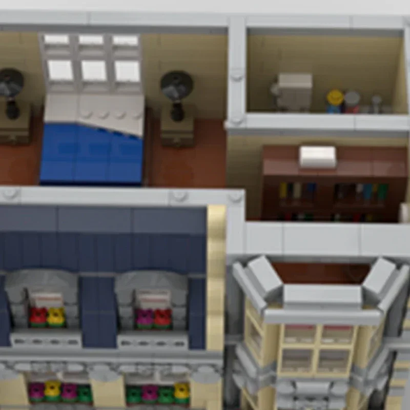 MOC-Blocos de Construção para Crianças, Modelo Street View, Loja Eletrônica, Tijolos Técnicos, Montagem DIY, Brinquedos De Construção, Presentes De Férias