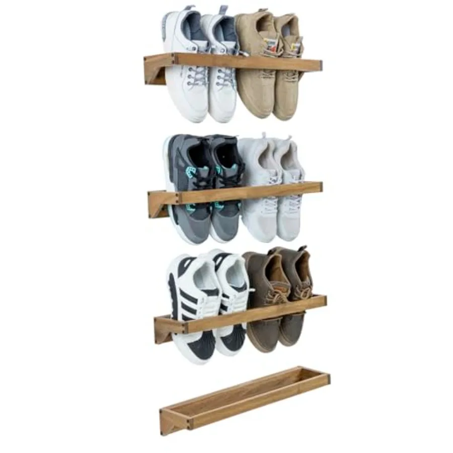

Набор из 4-х премиальных настенных полок для обуви, экономящая место система хранения обуви для гардеробной, прихожей, вмещает 8 пар.