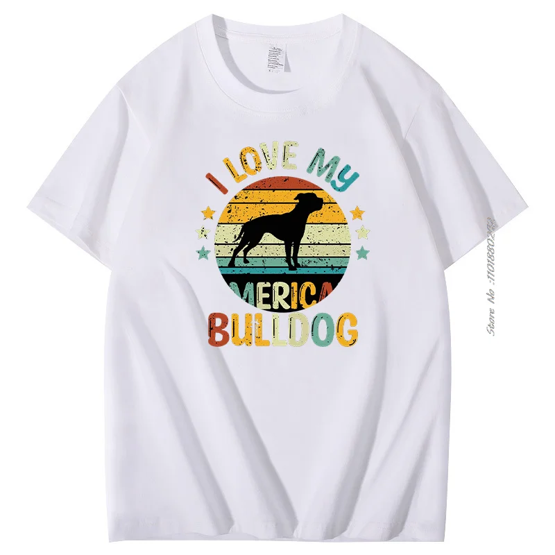 Funny American Bulldog Retro Graphic T Shirts Dog Lover Dog Owner Essential men's Short Sleeve t-shirt Harajuku Streetwear