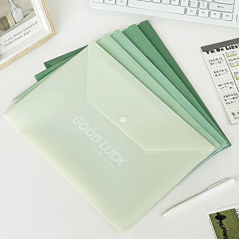 5pcs Snap Button File Bag Durable Document Pouch Organizer Office School Home Papers Receipts Certificates Stationery Supplies