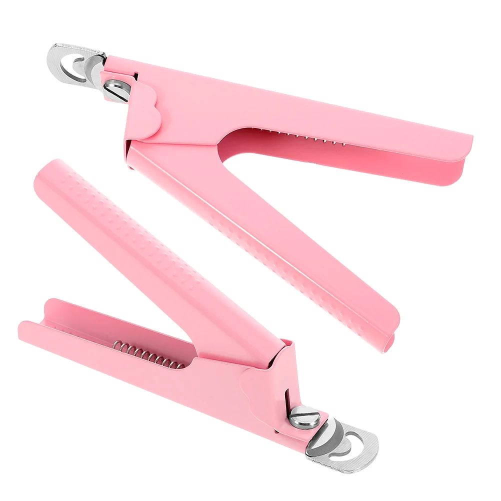 2 pçs ferramentas de manicure prego falso clipper ponta trimmer precisão grande rosa clippers aço inoxidável para mulheres viagem portátil