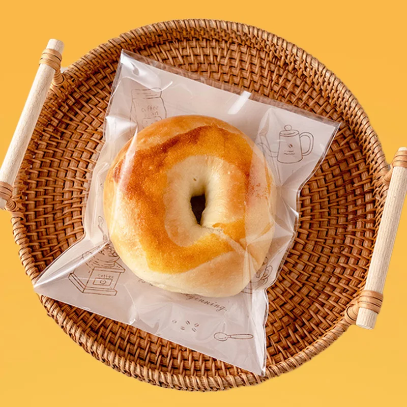 50 pieces,Home Kitchen Bread Bags - Food-Grade Plastic, Self-Sealing, Residue-Free for Cake Shops
