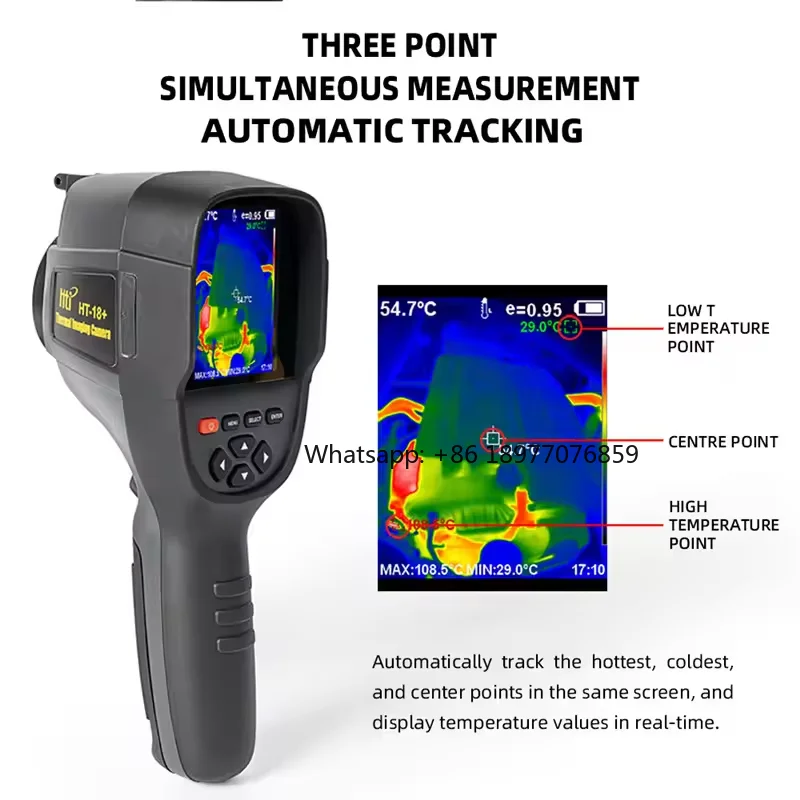 HT-18 Plus Compact Infrared Thermal Camera 256x192 Resolution 50C Sensitivity Handheld Industrial Imager For Mobile Repair