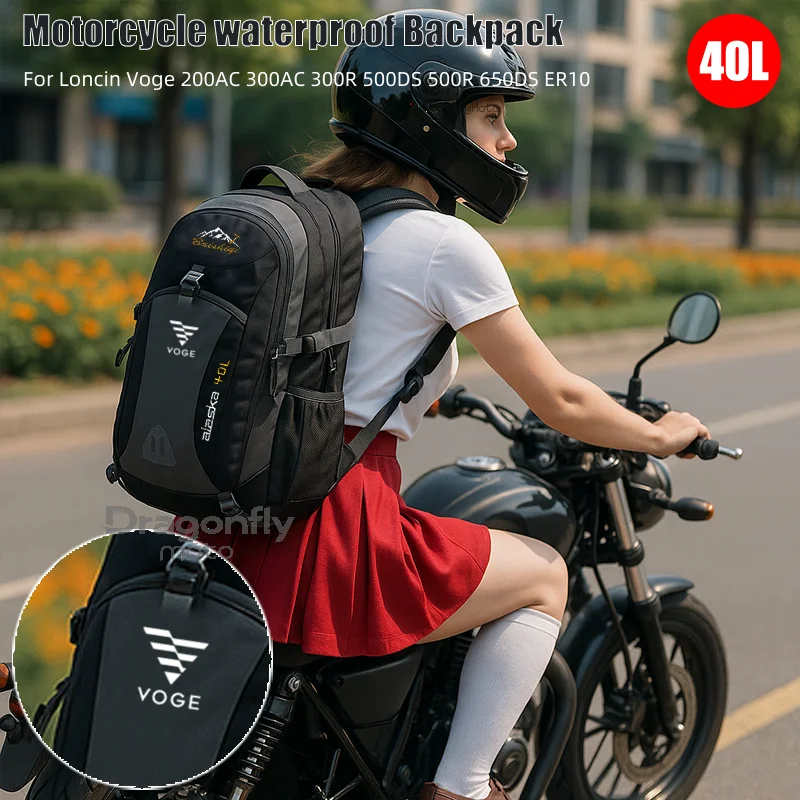 Voge Logo Waterproof Motorcycle Backpack Hiking Lightweight Trekking Fishing Duffel Bag For Loncin Voge 200AC 300AC 300R 500DS