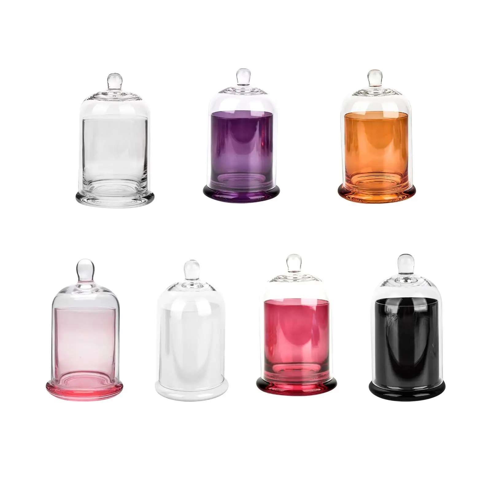 Cloche Glass Dome Candle Holder,Bell Jar Display Dome Plant Cover,Glass Bell Cover Candle Jar Cup with Top Handle for Cake