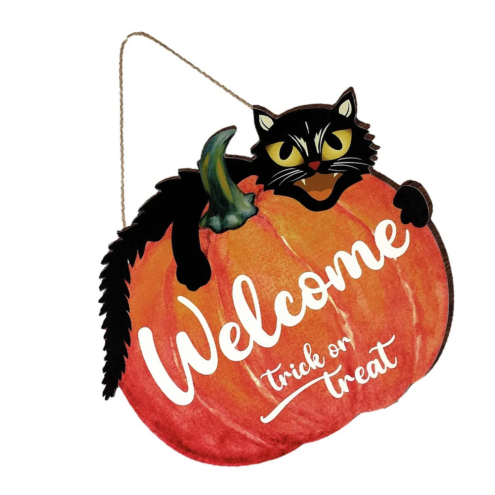 HDF Pumpkin Sign Halloween Halloween Welcome Sign Decor nament Wall Hanging Decor Party Festival Decoration