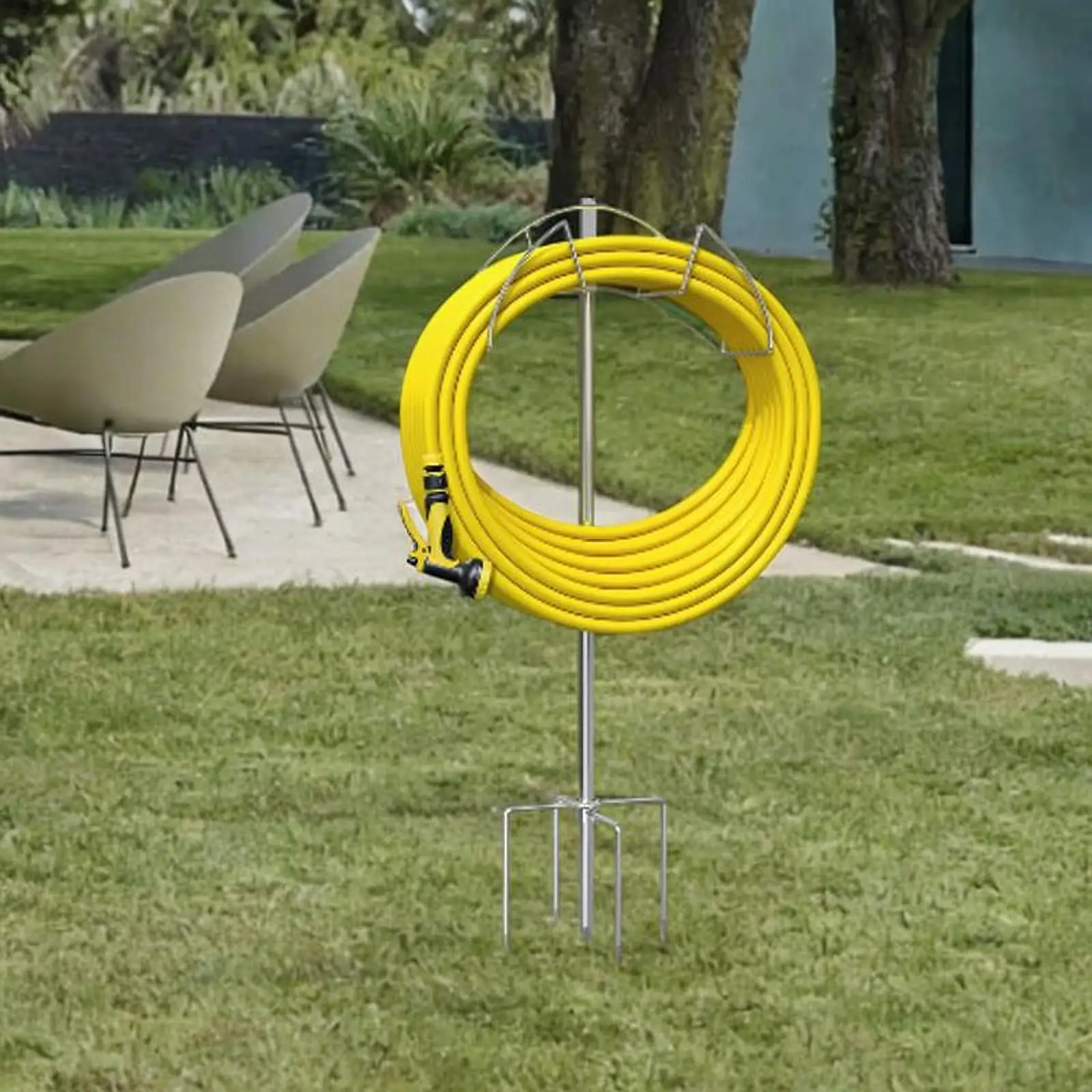 

Напольная металлическая подставка для садового шланга из нержавеющей стали, съемный держатель для шланга для хранения на газоне