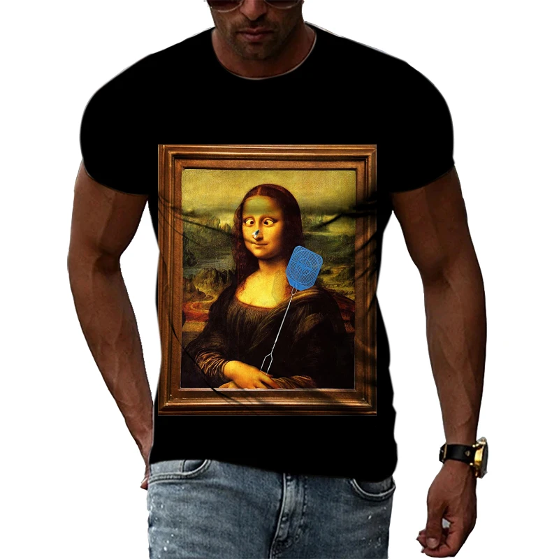 

Da Vinci's Famous Painting Fun Parody Graffiti Men Women 3D Hip Hop Streewear Alternative Art Round Neck Short Sleeve T-shirts