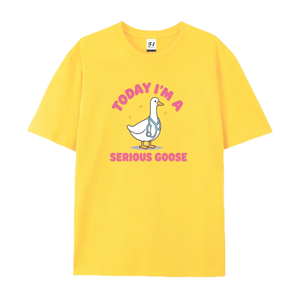 Today I'm A Serious Goose Graphic T‑Shirt Men Funny Nurse Doctor Goose Cartoon Tee Casual Humor Short Unisex Sleeve Tops Gift
