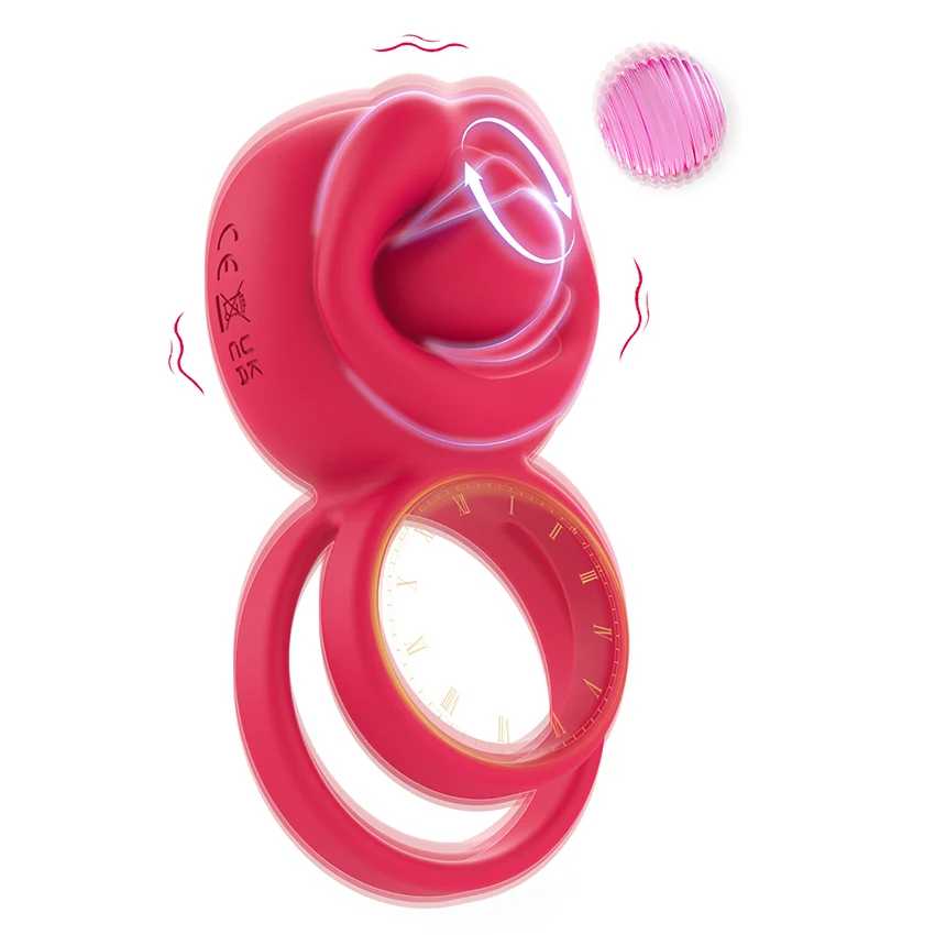 Vibrating Cock Ring Sex Toys Tongue Licking G Spot Clitoral Stimulator Male Erectile Penis Ring Ejaculation Delay Adult Products