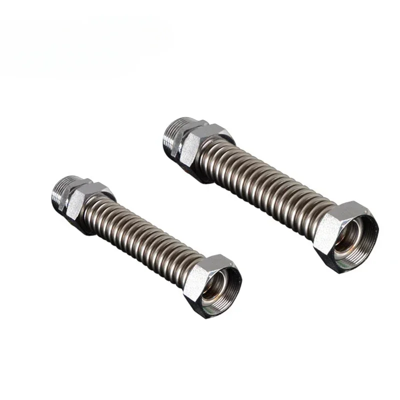 1PC Stainless Steel Central Air Conditioning Corrugated Pipe Iron Head Double Outer Wire Cold and Hot Explosion-proof Metal Hose