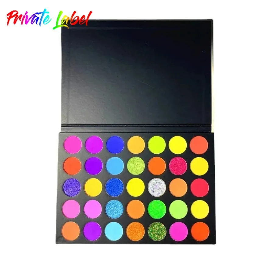 Private Label 35colors Shiny Glitter Eyeshadow Palette Waterproof Long Lasting Pigmented Matte Natural Eye Shadow Makeup Bulk