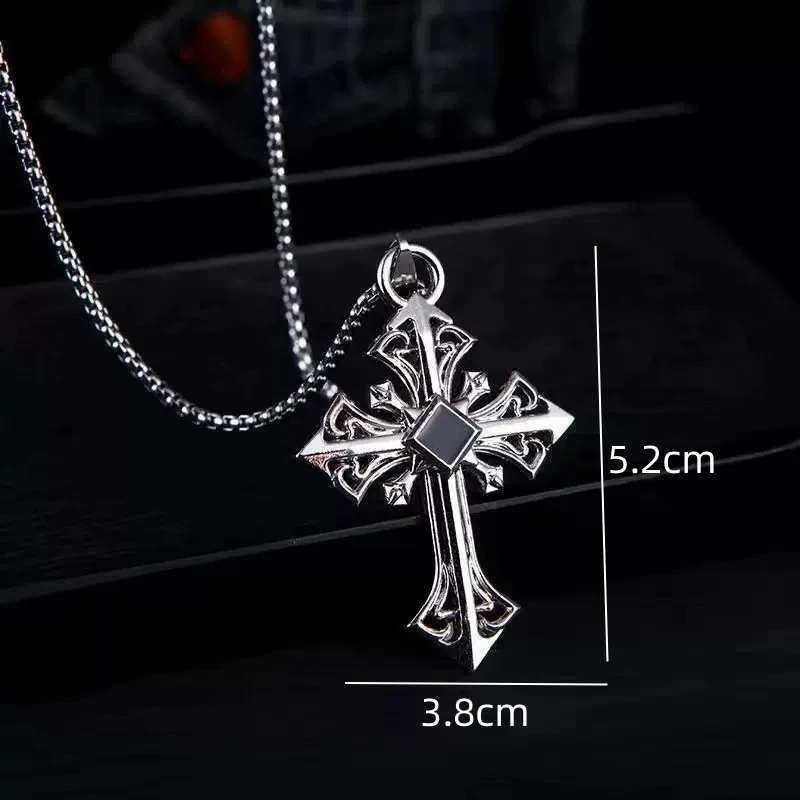 الأزياء والمجوهرات نمط جوفاء الفولاذ المقاوم للصدأ الصليب قلادة قلادة الهيب هوب نمط الرجال والنساء نفس هدية محظوظة #6