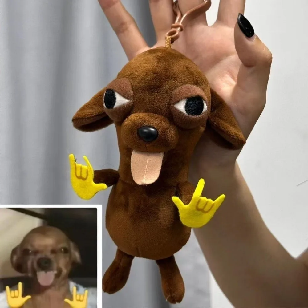 Cartoon 10cm Chihuahua Plush Pendant with Bead Chain Soft Hanging Ornament Hip Hop Stuffed Animals Keychain Bag Charm