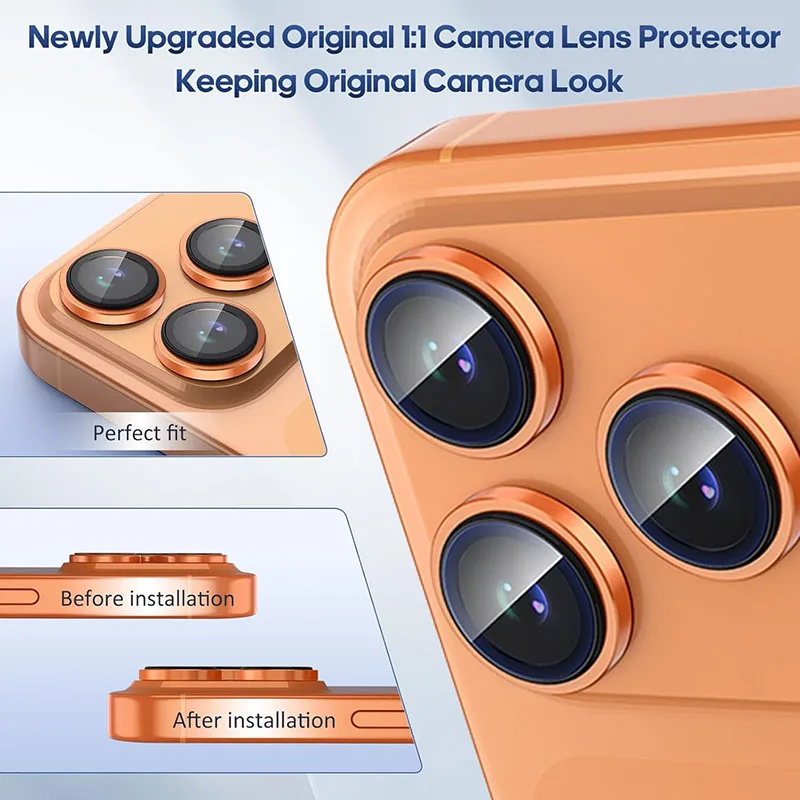 Кольцо из сплава, задняя линза, закаленное стекло для Apple IPhone 17 Pro, крышка камеры, металлическая защита объектива камеры для IPhone 17 Pro Max