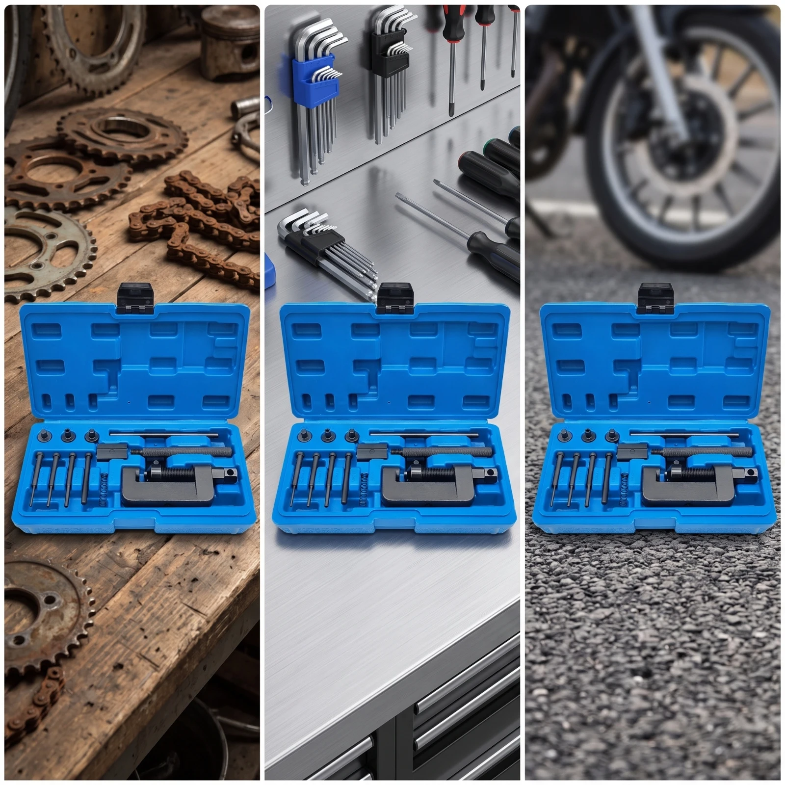 Chain Breaker Tool with Storage Case Manual Chain Breaker Tool Kit Long-Lasting Convenient for Mechanics, Workshop, Garage