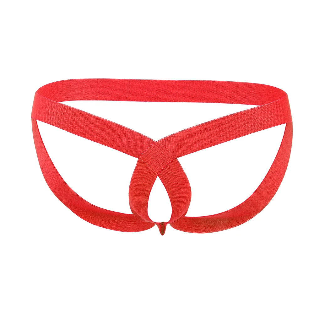 Men's Cock Ring Sexy Time Lasting Underwear Hole Pouch G-String Open Butt Erotic Lingerie Bandage Strap Panties Porn Underpants