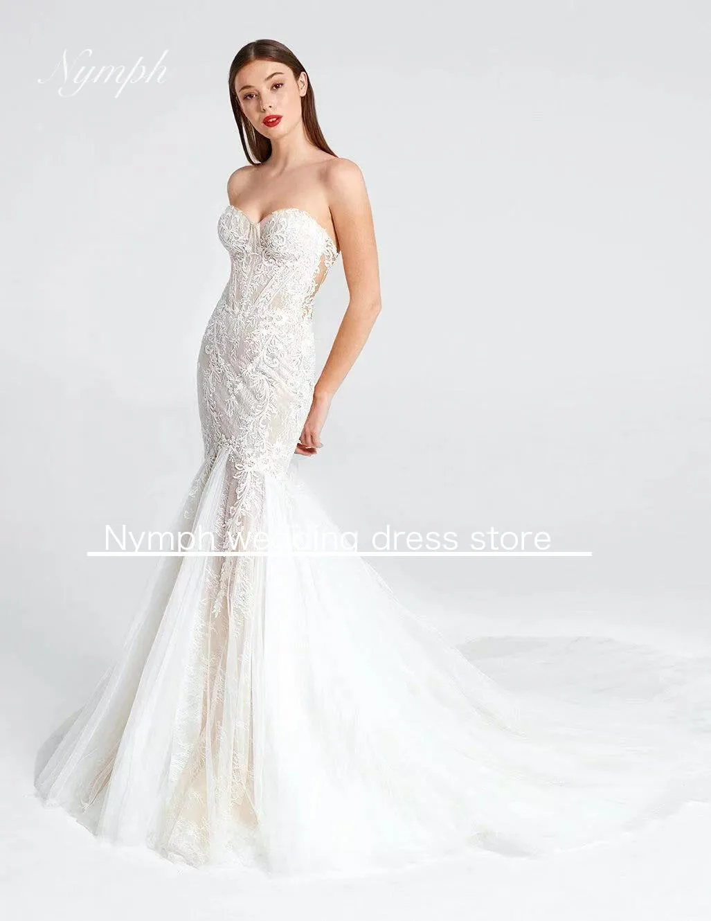 

2025 New Full Lace Mermaid Wedding Dress Sweetheart Neck vestido Beading Sweep Train Bridal Gowns Customized Robe De Mariée