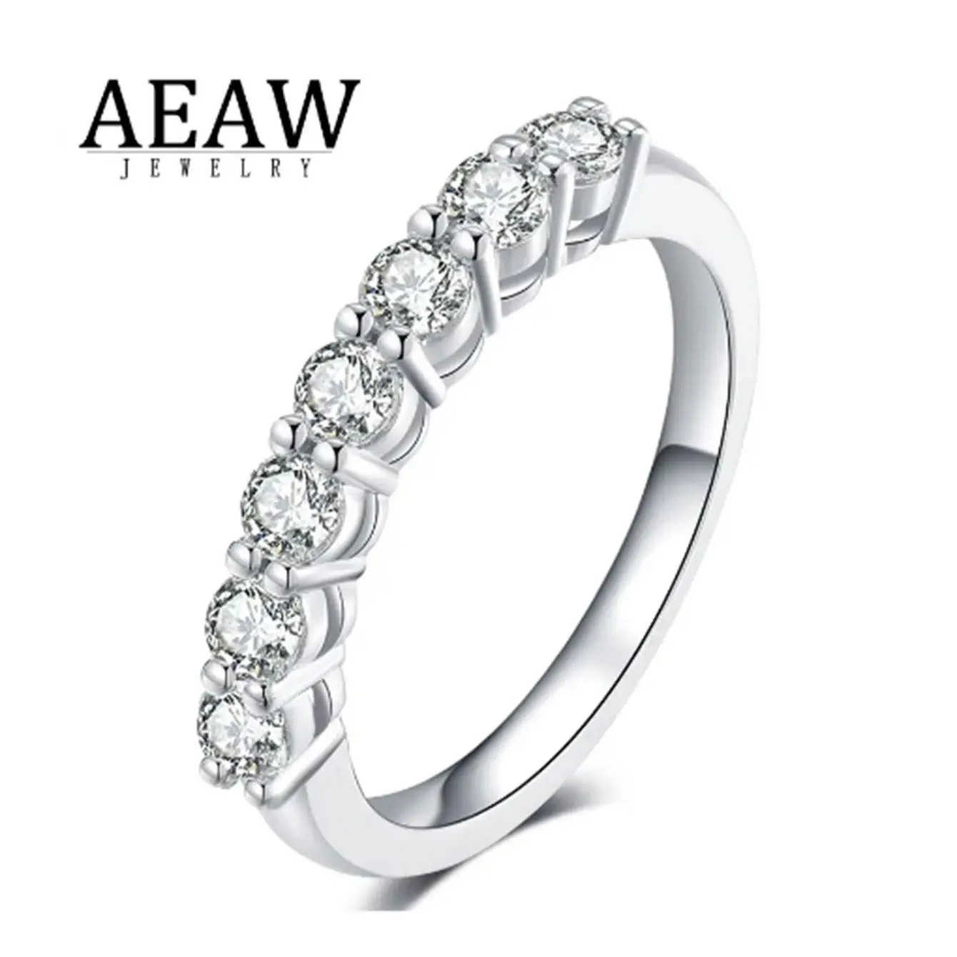 0.7ctw 3mm DF Round Cut Engagement&Wedding  Lab Grown Diamond Band Ring 14K White Gold for Women