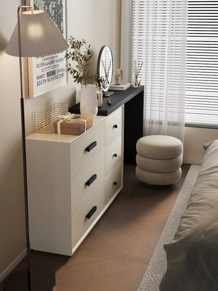 Tocador estilo crema francés para dormitorio principal, moderno y minimalista, muebles de dormitorio, tocador con cajón, muebles de dormitorio