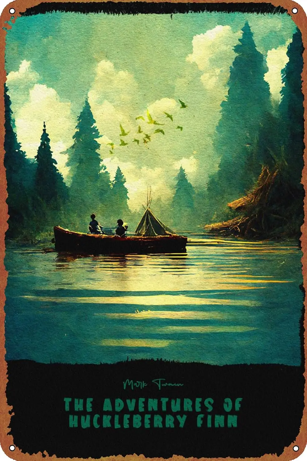 Huckleberry Finn Poster Vintage Tin Sign Unique Metal Wall Decor for Home, Bar, Diner, Pub, ,Fun Kitchen Decor, Fun-aluminum